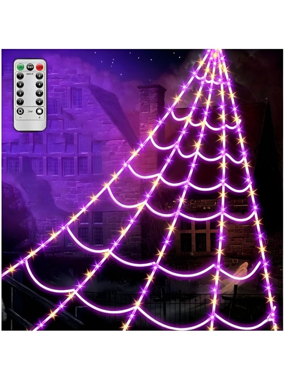 Spider Webs Halloween Decorations Lights - 250 LEDs Outdoor Halloween String